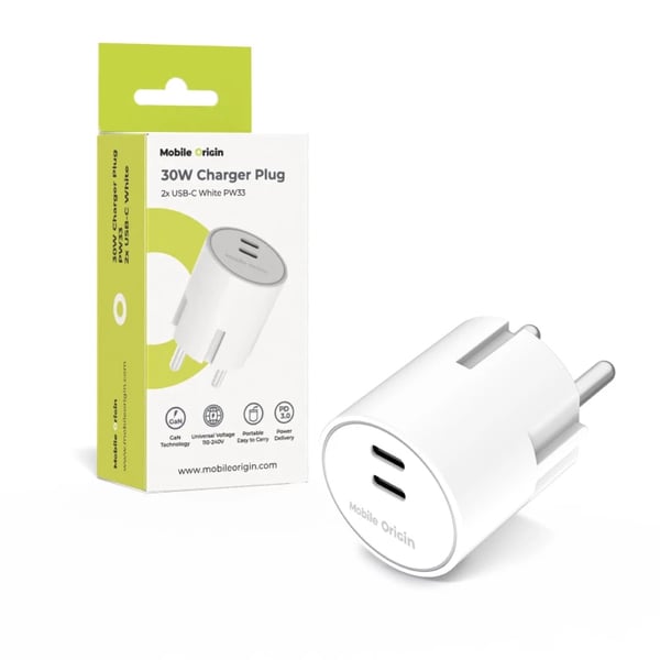 Miniatyrbillede 2 af 7: Mobile Origin MO-PW33-WHT oplader til mobil enhed Smartphone, Tablet, Hovedtelefoner Hvid Vekselstrøm Hurtig opladning Indendørs