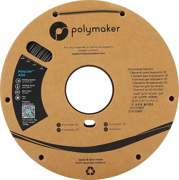 Polymaker PF01001 3D print materiale Acrylonitril styren-acrylat (ASA) Sort 1 kg