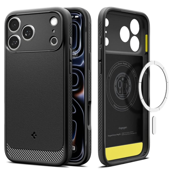 Spigen Rugged Armor (MagFit) mobiltelefon etui 16 cm (6.3") Cover Sort