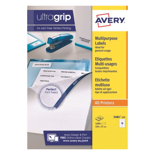 Miniatyrbillede 1 af 3: Avery 3484-100 printpapir A4 (210x297 mm) 100 ark Hvid