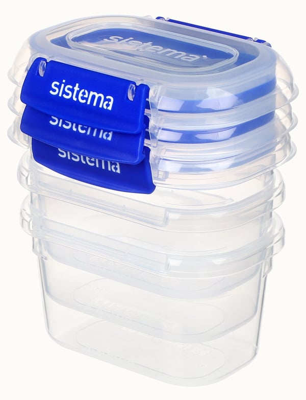 Sistema 881543 matburkar Oval Container 0,4 l Blå, Transparent 3 styck