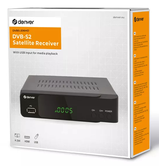 Miniatyrbillede 2 af 3: Denver DVBS-206HD Kabel Sort