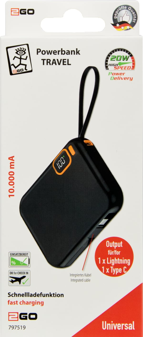 Miniatyrbillede 2 af 2: 2GO 797519 powerbank 10000 mAh Sort