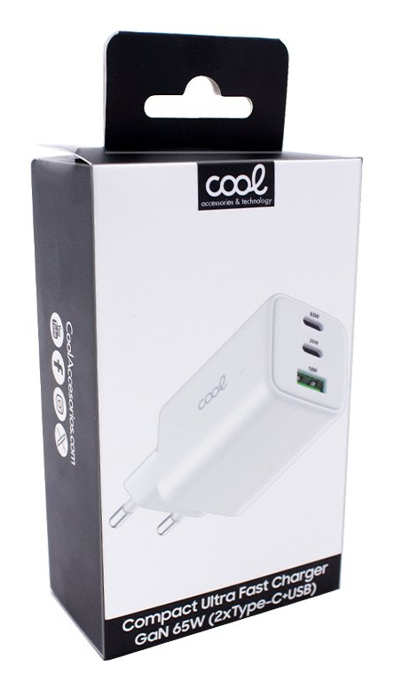 Miniatyrbillede 4 af 6: COOL Accesorios 8434847074825 oplader til mobil enhed Mobiltelefon, Laptop, Smartphone, Tablet Hvid Vekselstrøm Hurtig opladning Indendørs