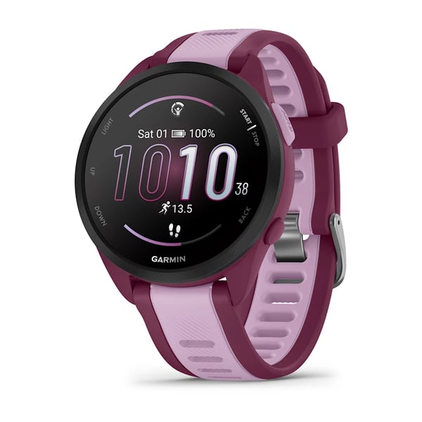 Miniatyrbillede 1 af 7: Garmin Forerunner 165 Music 3,05 cm (1.2") AMOLED 43 mm Digital 390 x 390 pixel Berøringsskærm Lilla GPS (satellit)