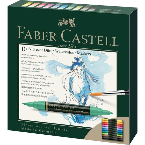 Faber-Castell Albrecht Dürer Svart, Blå, Brun, Grön, Ljusblå, Ljusgrön, Orange, Rosa, Röd, Gul 10 styck