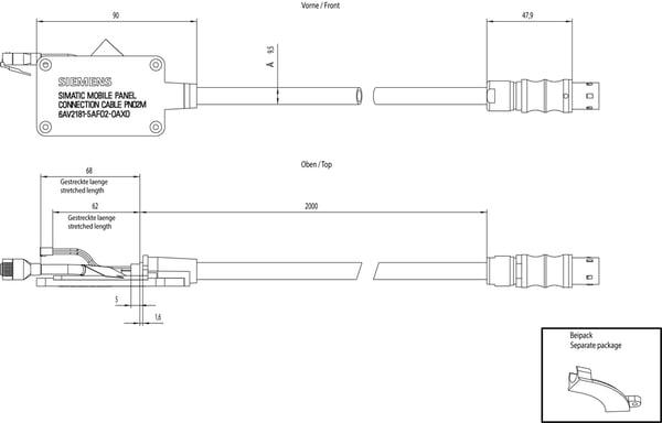 Miniatyrbillede 2 af 2: Siemens 6AV2181-5AF02-0AX0 6AV21815AF020AX0 SPS-Anschlusskabel