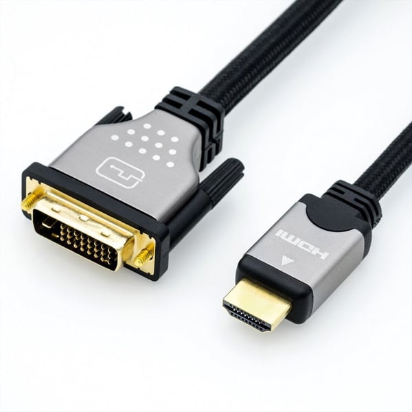 ROLINE 11.04.5871 videokaapeli-adapteri 2 m HDMI DVI Musta, Hopea