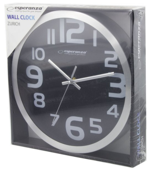 Miniatyrbillede 2 af 2: Esperanza EHC013K Wall Clock - Zurich - Black Kvartsur Oval Sort, Hvid