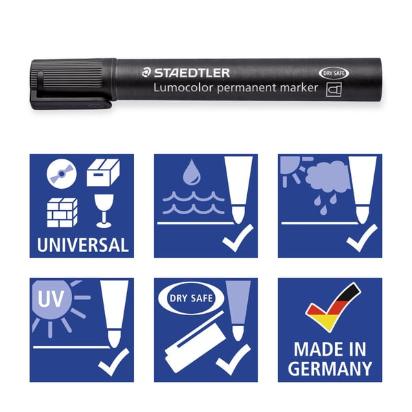 Pikkukuva 3 / 7: Staedtler Lumocolor permanent marker 352 vedenkestävä tussi 4 kpl