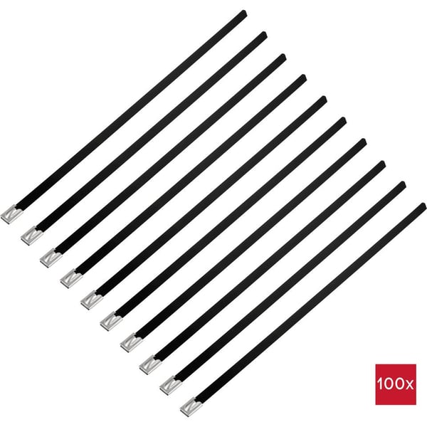 TRU COMPONENTS TC-12656620 kabelsamler Stige kabelbinder Rustfrit stål Sort, Rustfrit stål 100 stk