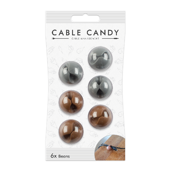 CABLE CANDY 49.CC020 kabelorganisator Skrivebord Kabelholder Brun, Grå 6 stk