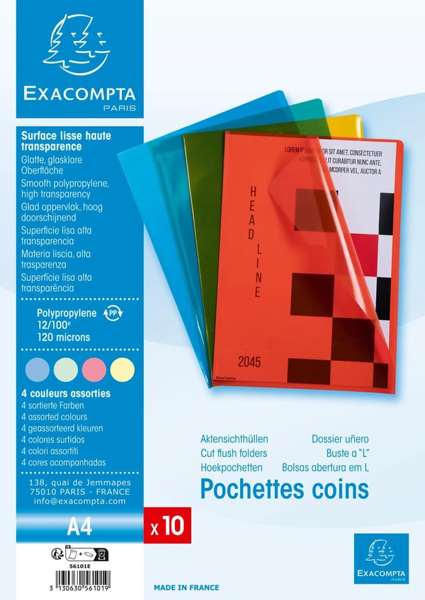 Exacompta 56101E muovitasku 210 x 297 mm (A4) Polypropeeni (PP) 10 kpl