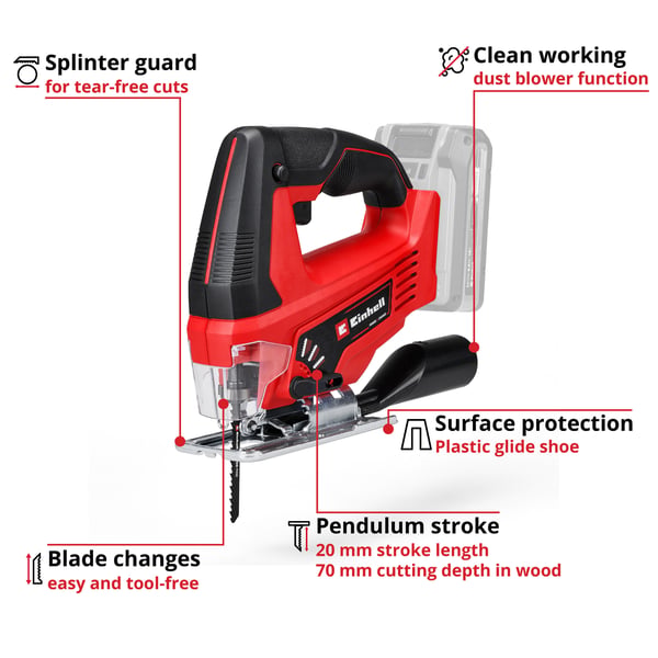 Miniatyrbillede 2 af 11: Einhell TC-JS 18 Li puslespil 2700 spm 1,62 kg