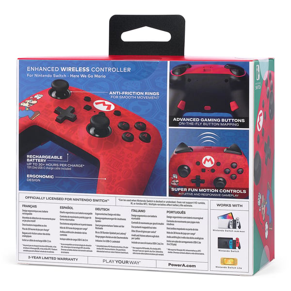 Miniatyrbild 8 av 11: PowerA Here We Go Mario Svart, Röd Bluetooth/USB Spelplatta Analog Nintendo Switch