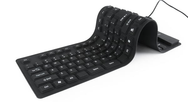 Vandtæt USB silikone tastatur med OTG funktion sort