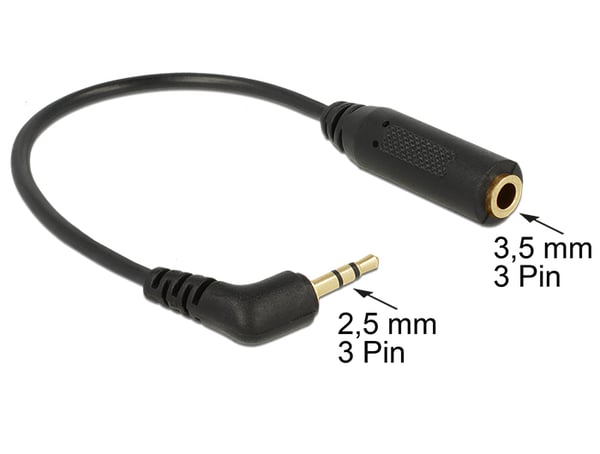 Miniatyrbild 2 av 2: DeLOCK 0.175m 2.5mm/3.5mm ljudkabel 0,175 m 2,5mm 3,5mm Svart