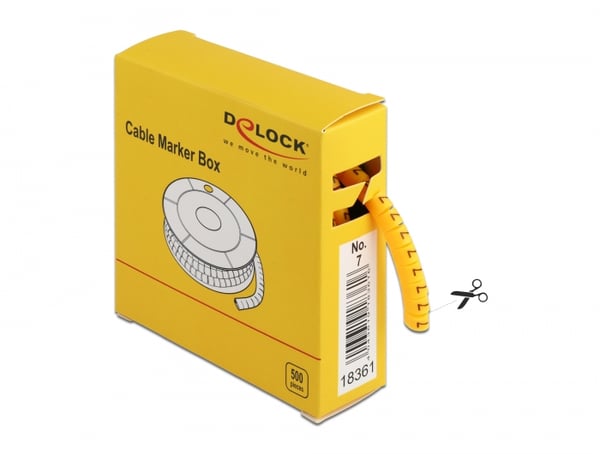 Miniatyrbillede 3 af 3: DeLOCK Kabelmarker Box Nr 7 gelb 500 Stück Gul 500 stk
