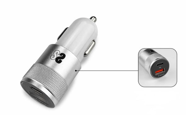 Miniatyrbillede 3 af 5: SUBBLIM SUBCHG-5CPD10 oplader til mobil enhed Smartphone Sølv Cigartænder, USB Hurtig opladning Automatisk