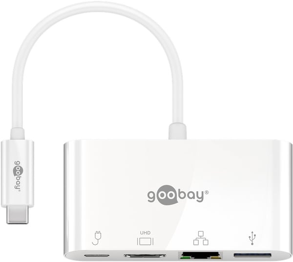 Goobay 51772 kannettavien tietokoneiden telakka ja porttitoistin USB Type-C Valkoinen