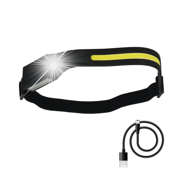 Wolfpack Linterna Led Frontal Cabeza Ajustable 350 Lumenes 4 Modos, Cinta Ajustable, Bateria Recargable Con Sensor Movimiento