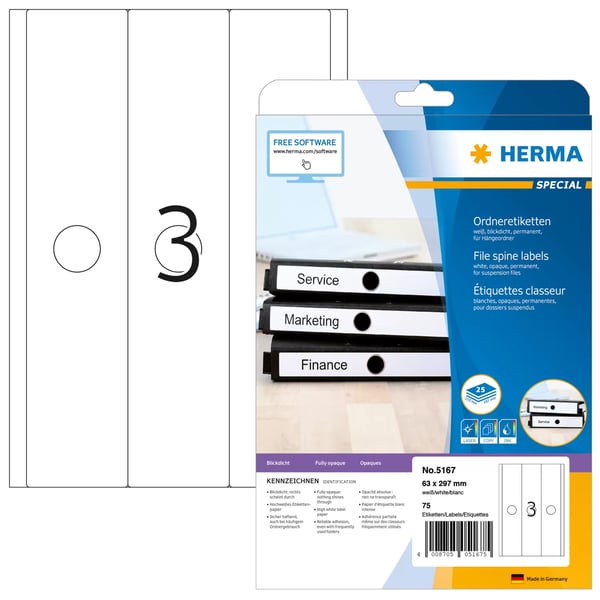 Pikkukuva 1 / 3: HERMA 5167 liimaetiketti Pyöristetty suorakulmio Kiinteä Valkoinen 75 kpl