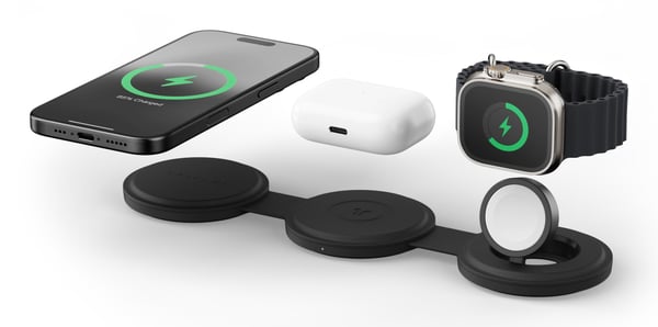 Satechi OntheGo 3-in-1 Headset, Smartphone, Smartwatch Svart USB Trådlös laddning Snabb laddning inomhus Satechi OntheGo 3-in-1 Headset, Smartphone, Smartwatch Svart USB Trådlös laddning Snabb laddning inomhus