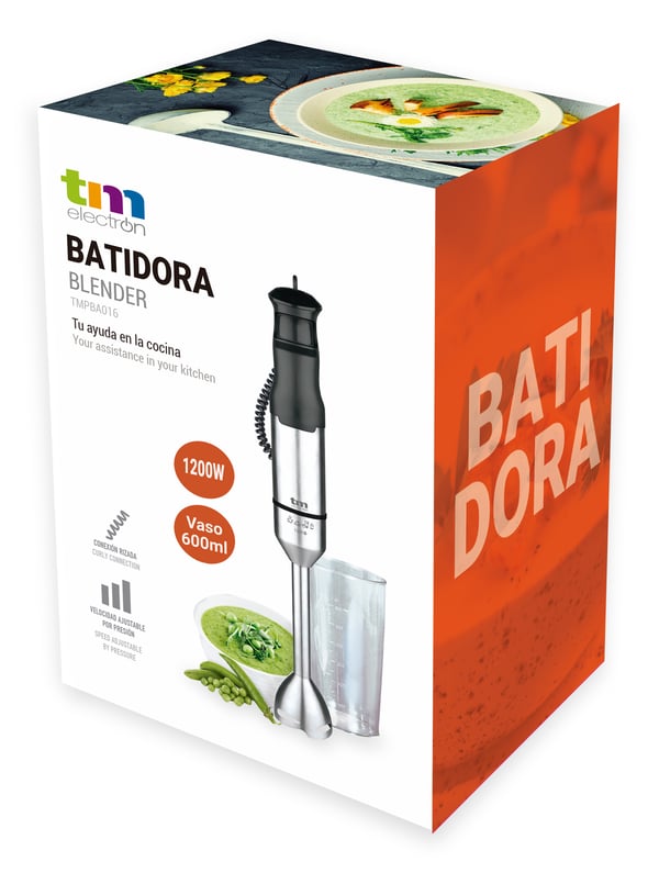 TM Electron TMPBA016 blender 0,6 L Nedsænkning blender 1200 W Sort, Rustfrit stål