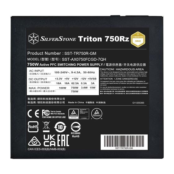 Silverstone Triton 750Rz enhed til strømforsyning 750 W 24-pin ATX ATX Sort