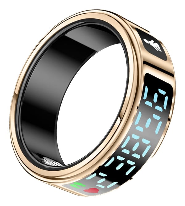 Pikkukuva 5 / 5: FITPADDY FITRING01XS askelmittari LCD Älysormus aktiivisuuden seurantaan IP68 Kulta