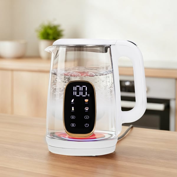 Adler AD 1305WG elkedel 1,7 L 2200 W Transparent, Guld, Hvid