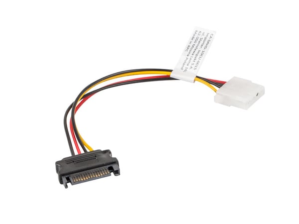 Lanberg CA-SAHD-10CU-0015 SATA-kabel 0,15 m Molex (4-pin) SATA 15-stik Sort, Rød, Gul