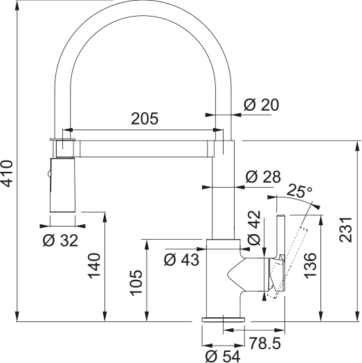 Franke 115.0626.085 hana Musta, Kromi
