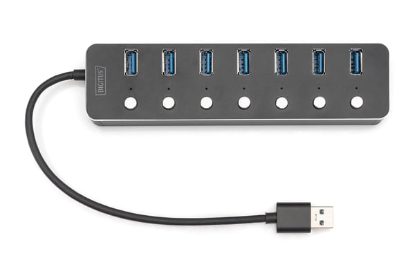 Miniatyrbild 3 av 6: Digitus DA-70248 gränssnittshubbar USB 3.2 Gen 1 (3.1 Gen 1) Type-A 5000 Mbit/s Grå
