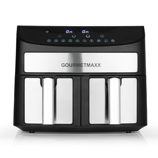 Miniatyrbillede 1 af 3: Gourmetmaxx 11339 frituregryde Dobbelt 7 L Enkeltstående 2400 W Varmluftsteger Sort, Metallic