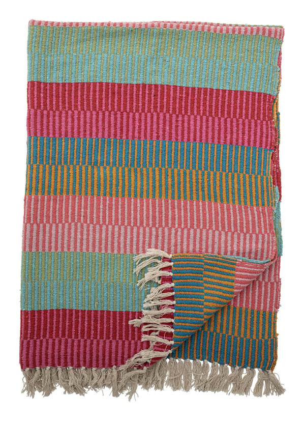 Miniatyrbillede 1 af 6: Bloomingville 82051011 sengetæppe 130 x 160 cm Bomuld, Polyester, Viskose Beige, Blå, Grøn, Lyserød, Rød, Gul