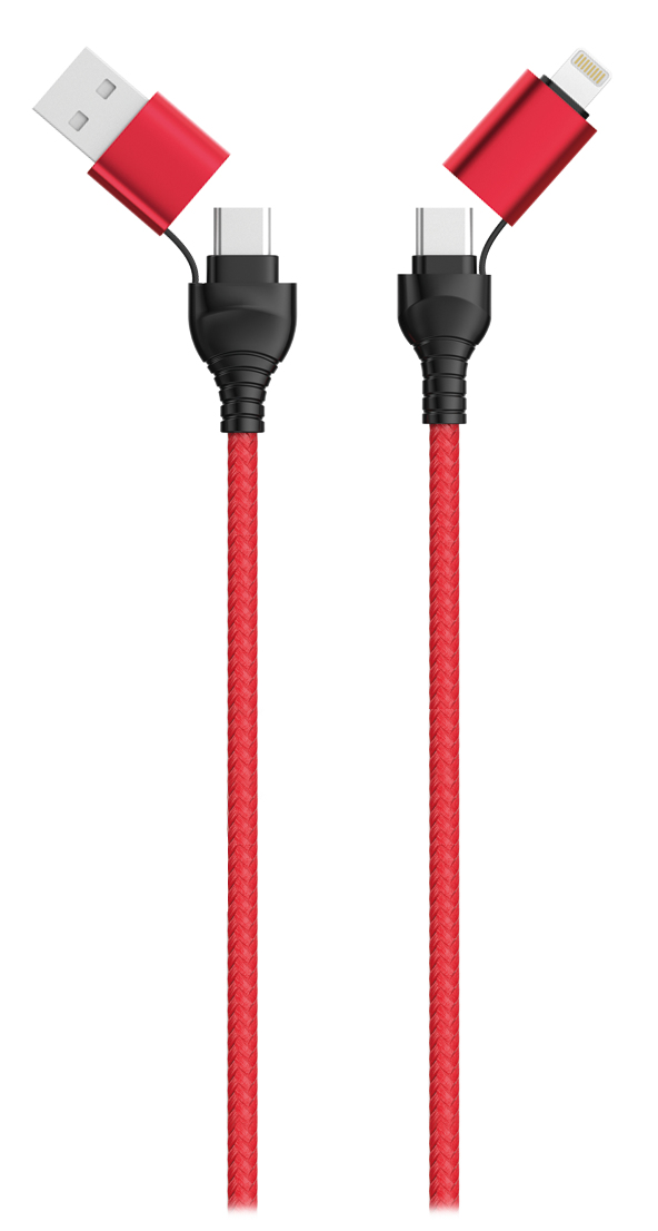 2GO 797370 USB-kabel 1,2 m USB A/USB C USB C/Lightning Sort, Rød