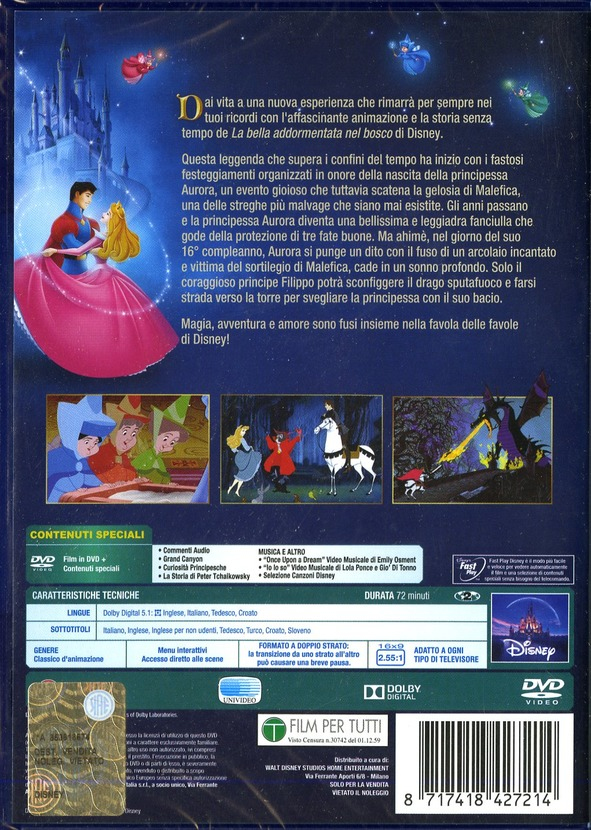 Walt Disney Pictures La Bella Addormentata nel bosco DVD Kroatia, Saksa, Englanti, Italia