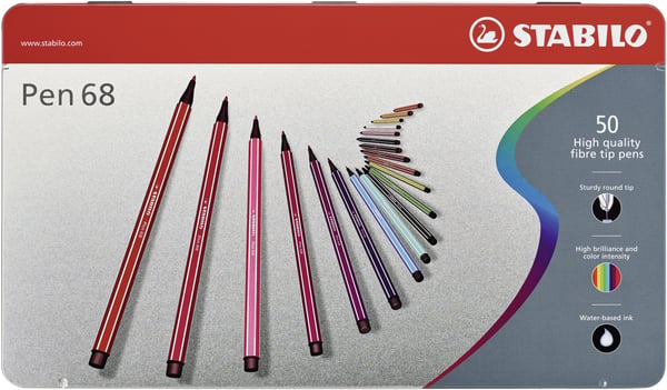 STABILO Pen 68 stiftpennor Blandade färger 50 styck