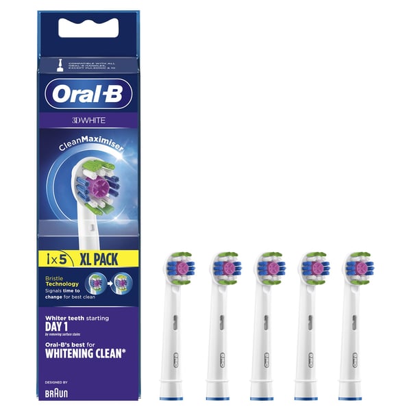 Miniatyrbillede 4 af 4: Oral-B 3D White 80339421 børstehoved til elektrisk tandbørste 5 stk Hvid