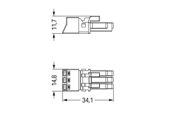 Wago 890-223 kabelkontakter Vit