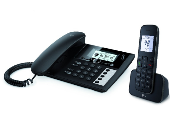 Telekom Sinus PA 207 Plus 1 Analog/DECT-telefon Nummervisning Sort