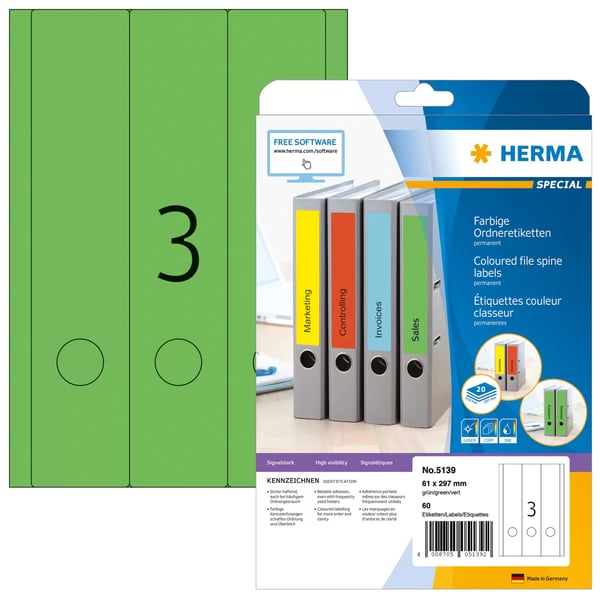 HERMA 5139 liimaetiketti Pyöristetty suorakulmio Kiinteä Vihreä 60 kpl HERMA 5139 liimaetiketti Pyöristetty suorakulmio Kiinteä Vihreä 60 kpl