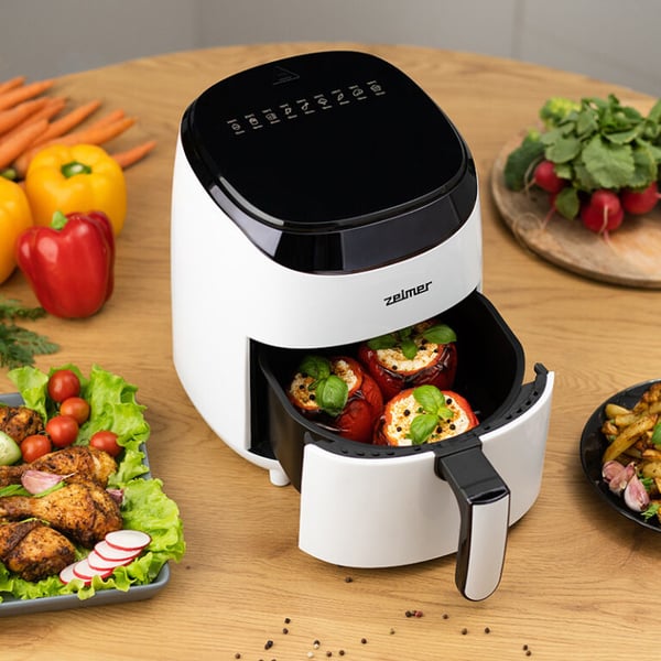 Zelmer ZAF3551W frituregryde Enkelt 3,5 L Enkeltstående 1200 W Lavfedt steger Sort, Hvid