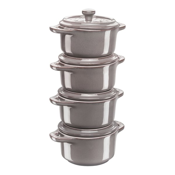 Staub Mini Cocotte Sæt 4-dele rundt, Keramik, Antik Grå