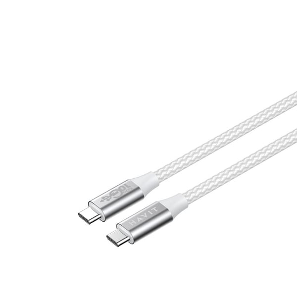 Pikkukuva 2 / 3: Havit 6939119066758 USB-kaapeli 1 m USB C 10 Gbit/s 100 W Harmaa, Valkoinen