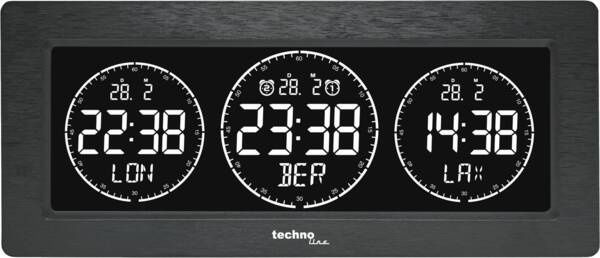 Miniatyrbild 1 av 3: Technoline WT 458 väckarklockor Digital väckarklocka Svart
