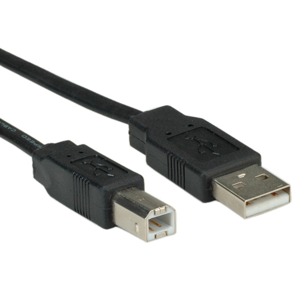 Miniatyrbillede 1 af 2: ROLINE 1.8m USB2.0-A/USB2.0-B USB-kabel 1,8 m USB A USB B 0,48 Gbit/sek. Sort