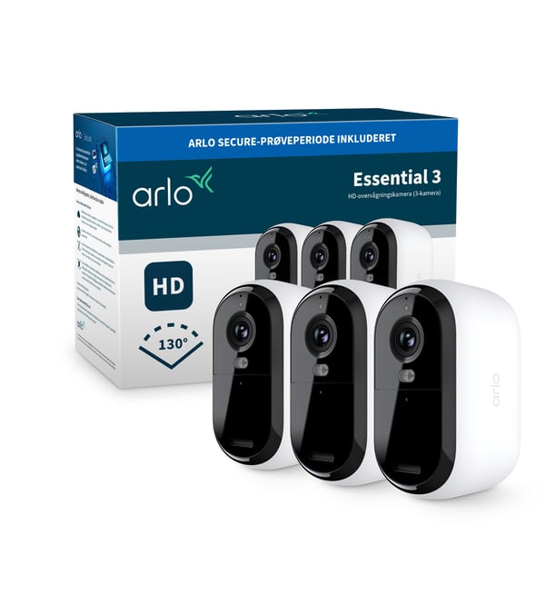 Arlo Essential 3 HD-overvågningskamera 3-pak