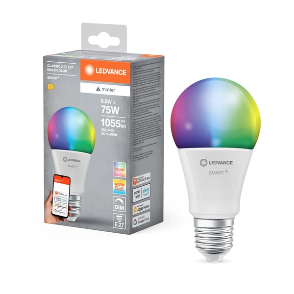 Miniatyrbild 10 av 11: LEDVANCE SMART+ MATTER Classic LED-lampor Multi, Vit 6500 K 9,5 W E27 E